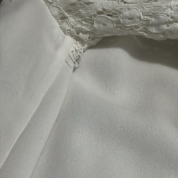 ⭐️ WHBM White Lace Blouse with Sheer Overlay ⭐️ - Picture 15 of 15